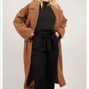 CAMEL FAUX FUR COAT